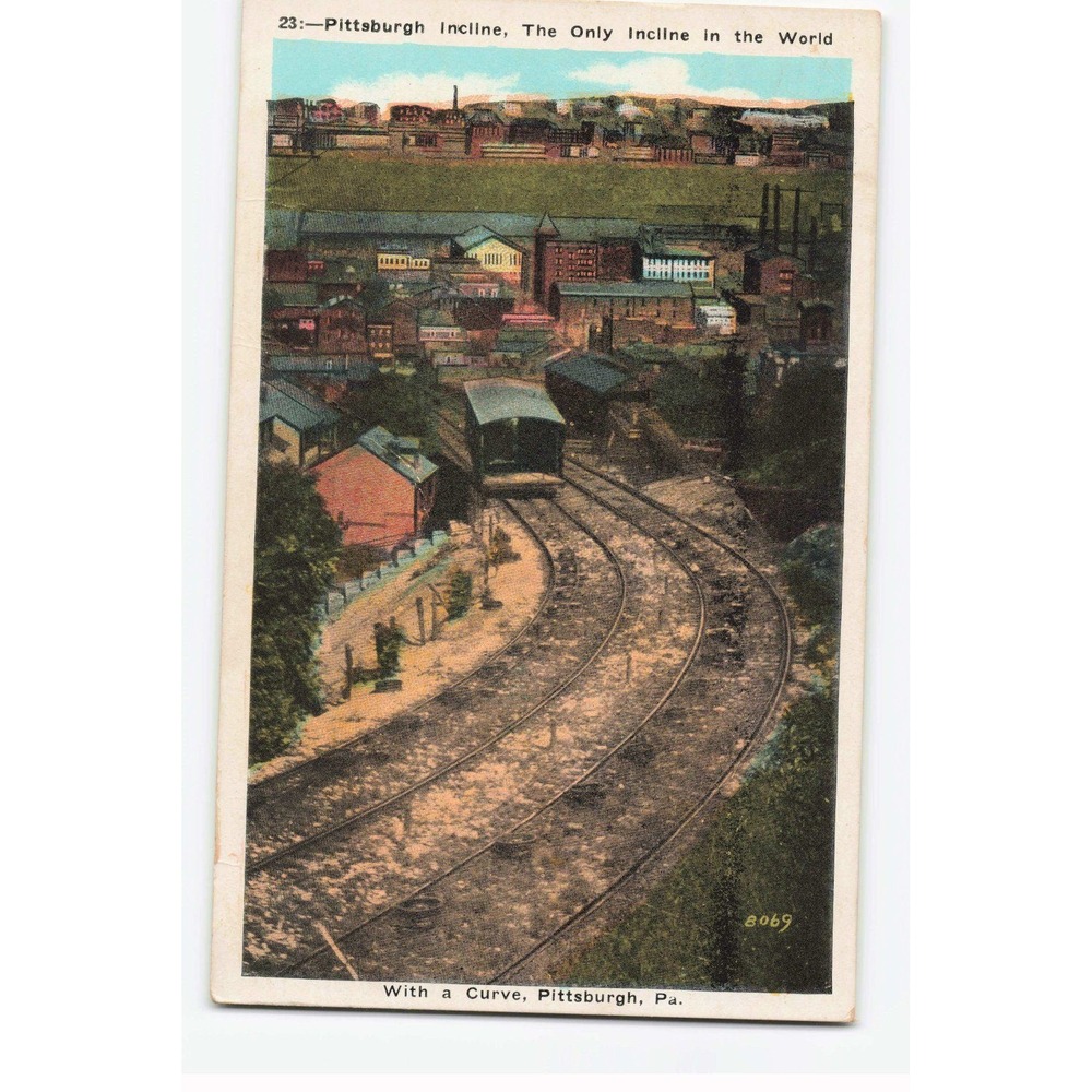 Vintage Pittsburgh Incline Postcard With a Curve Pennsylvania Linen 1930s 8069